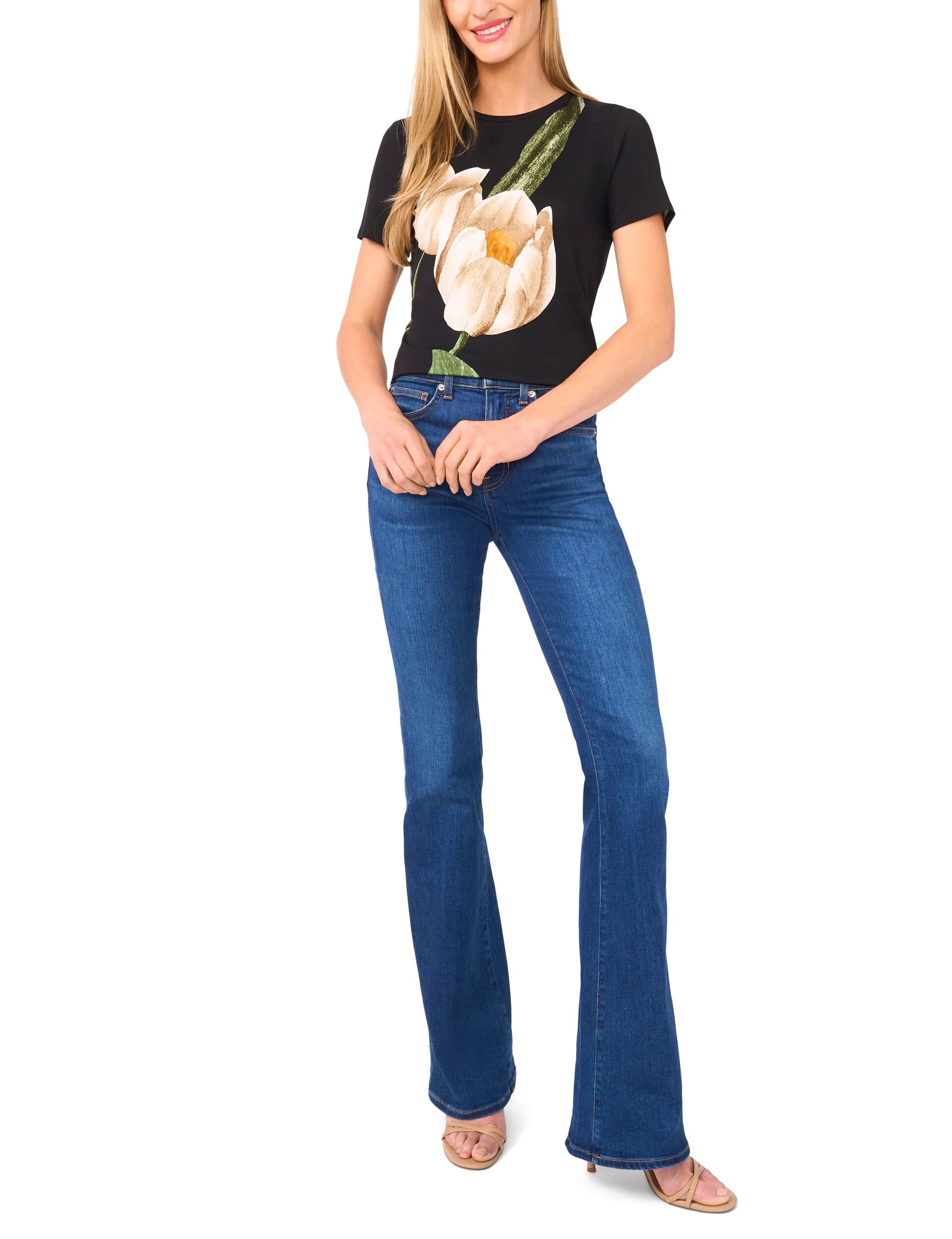 ALLOVER TULIP FLORAL T-SHIRT | BLACK - Image 2