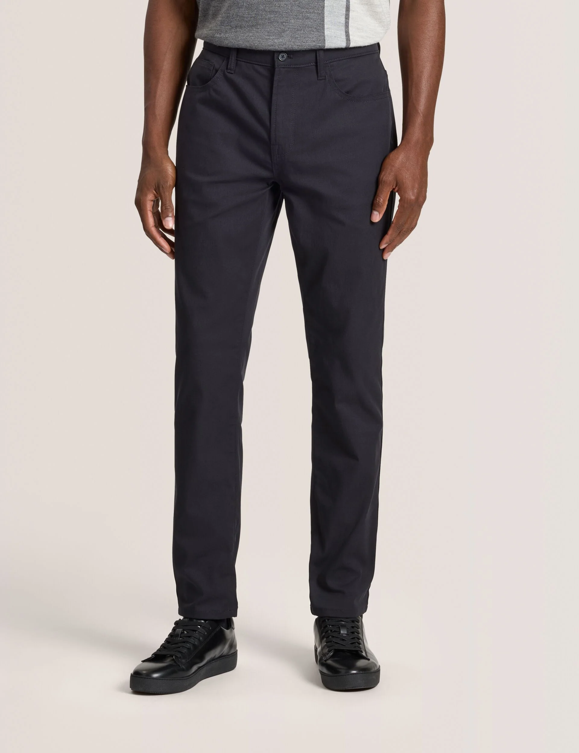 COMPACT HERRINGBONE TROUSERS | BLACK BEAUTY