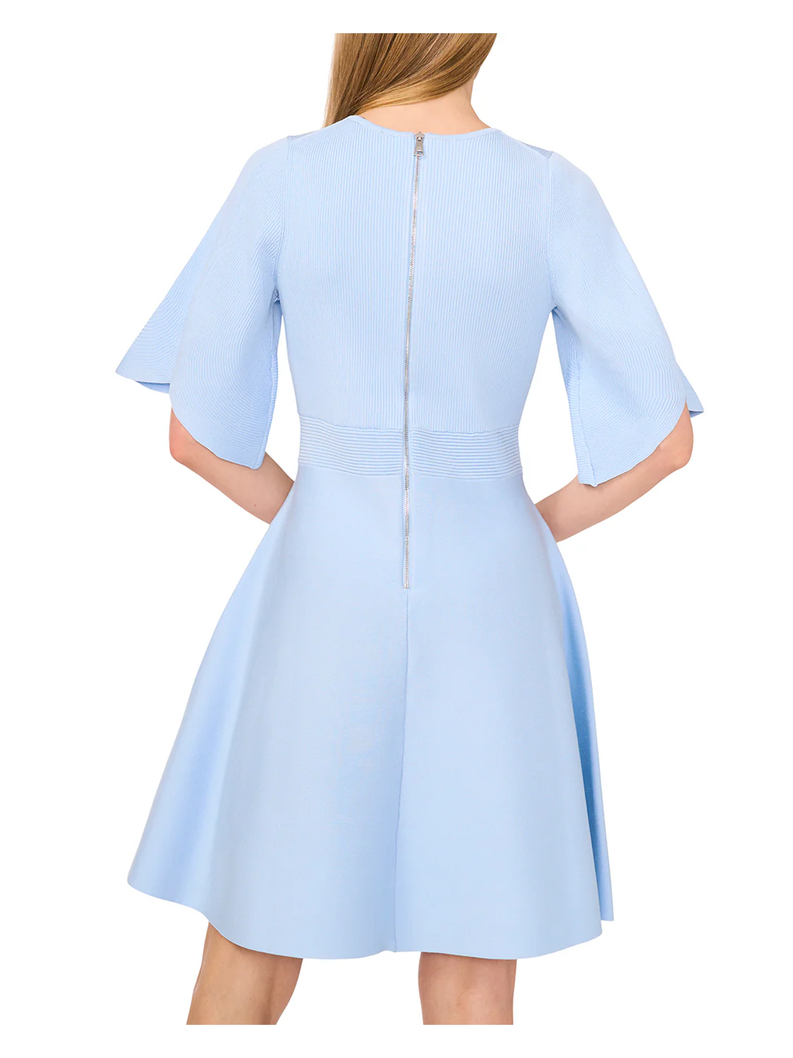 FLARE SHORT SLEEVE CREW NECK MINI DRESS | PL-BLUE - Image 4