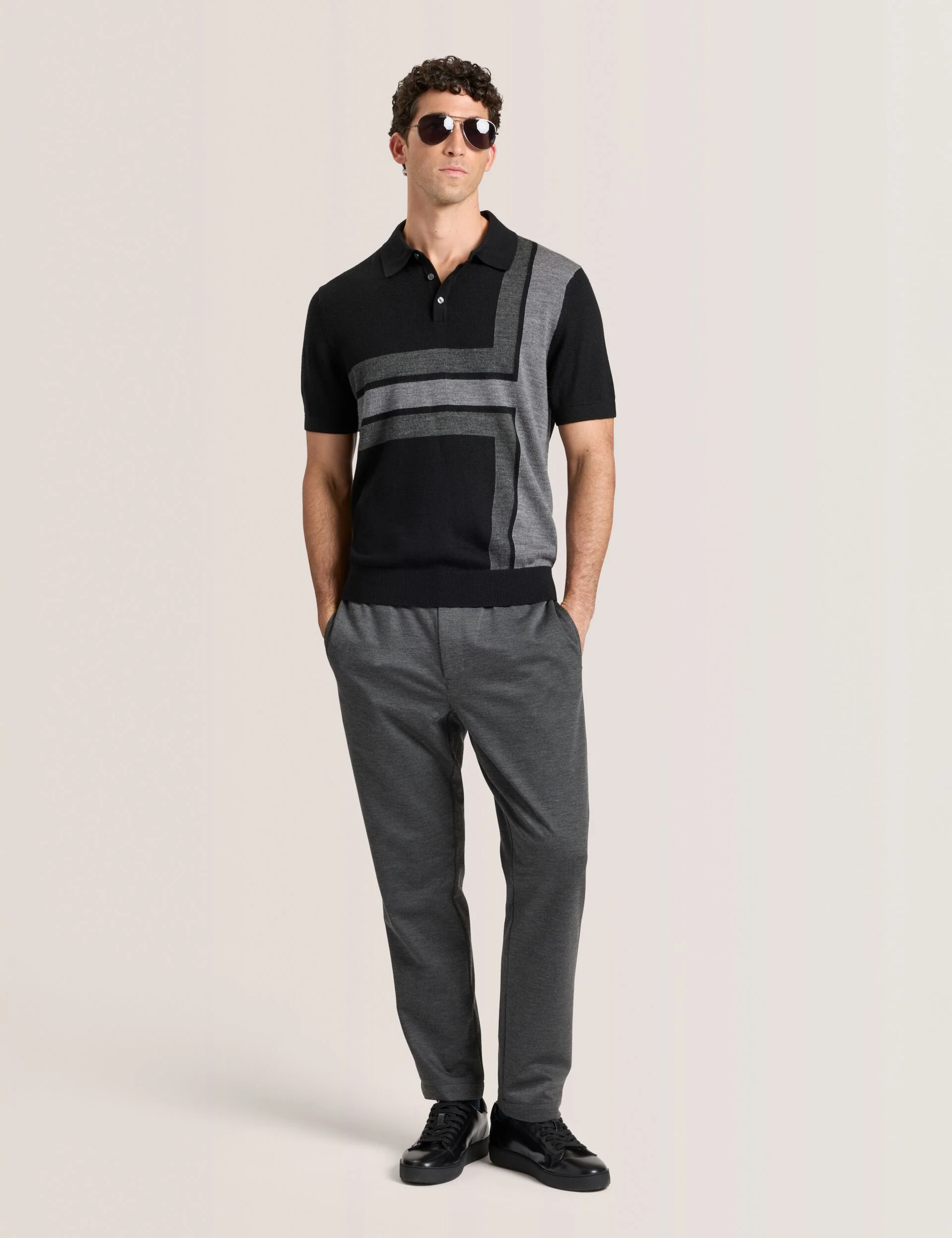 INTARSIA SWEATER POLO | BLACK BEAUTY - Image 2
