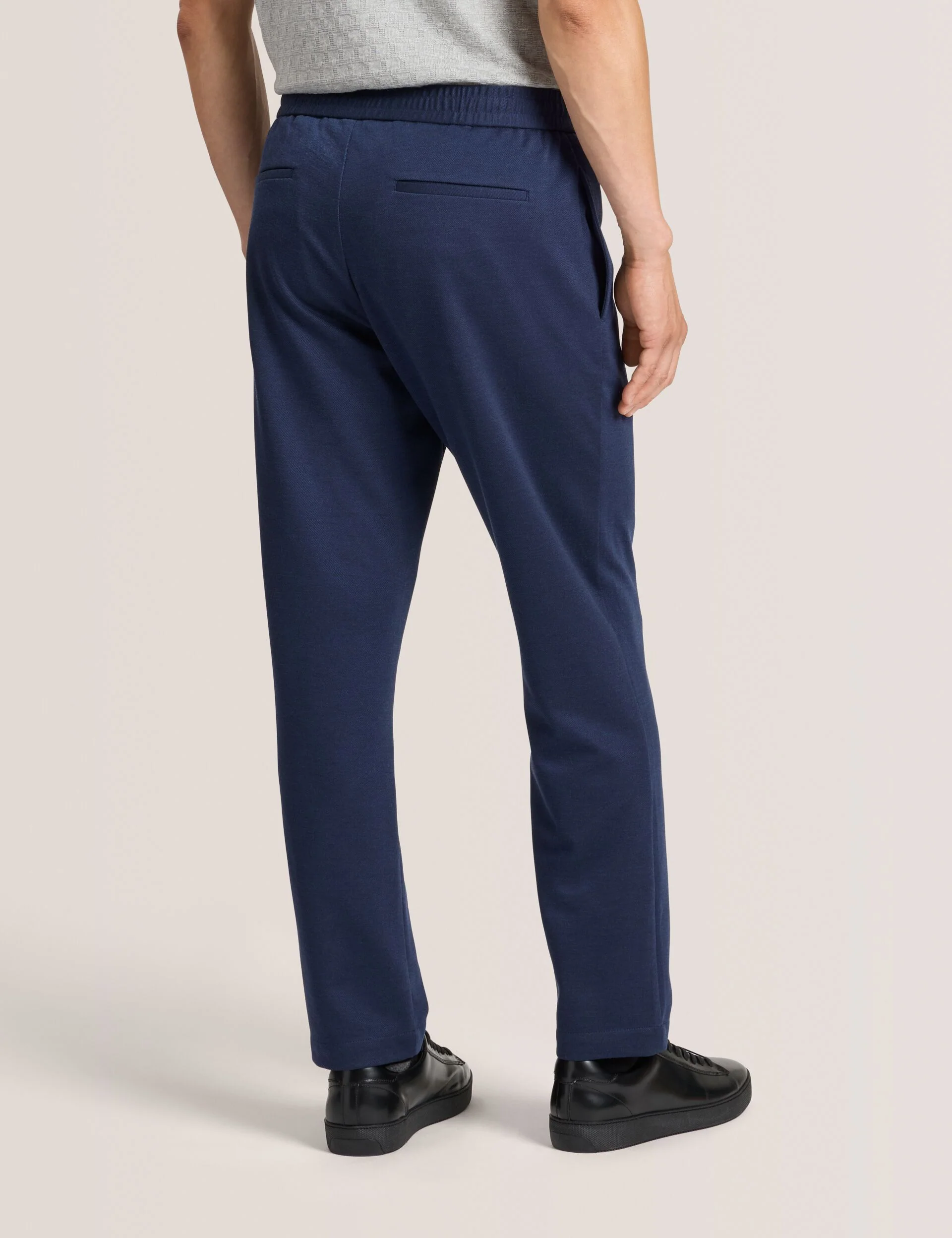 KNIT TWILL ELASTIC TROUSERS | INSIGNIA BLUE HEATHER - Image 4