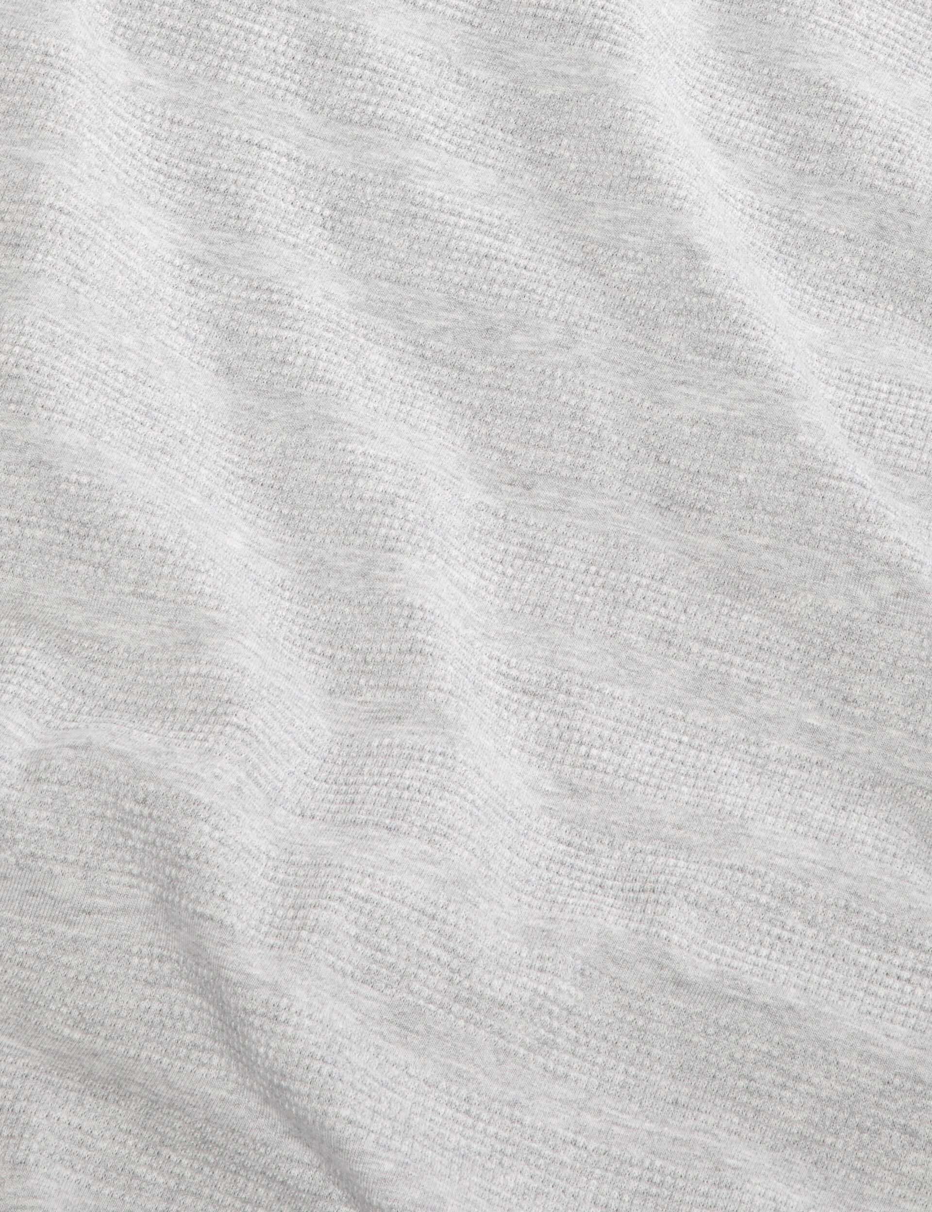 POPCORN STRIPE LONG SLEEVE POLO | GREY HEATHER - Image 3