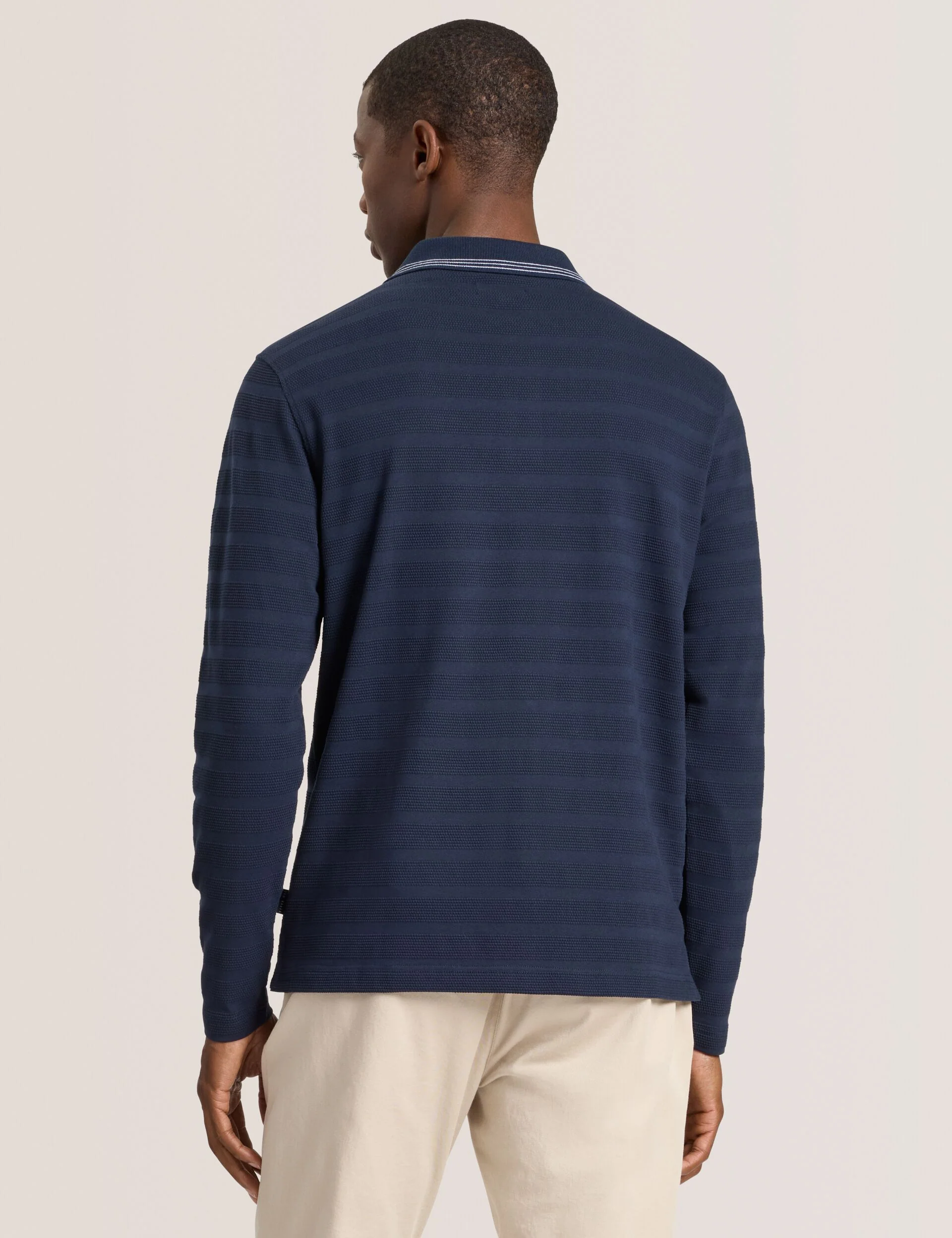 POPCORN STRIPE LONG SLEEVE POLO | SKY CAPTAIN - Image 5