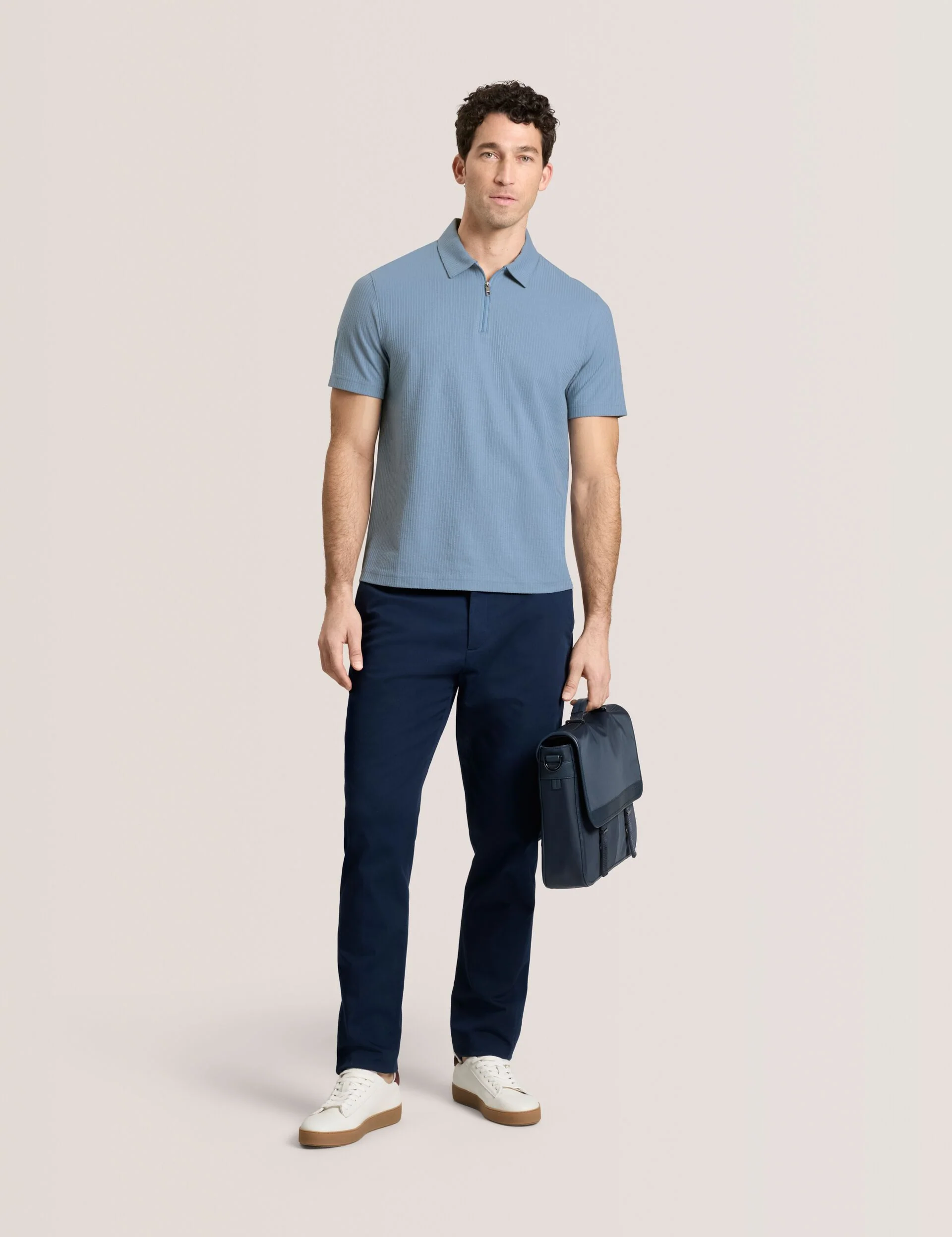 RIB ZIP POLO | LT-BLUE - Image 2