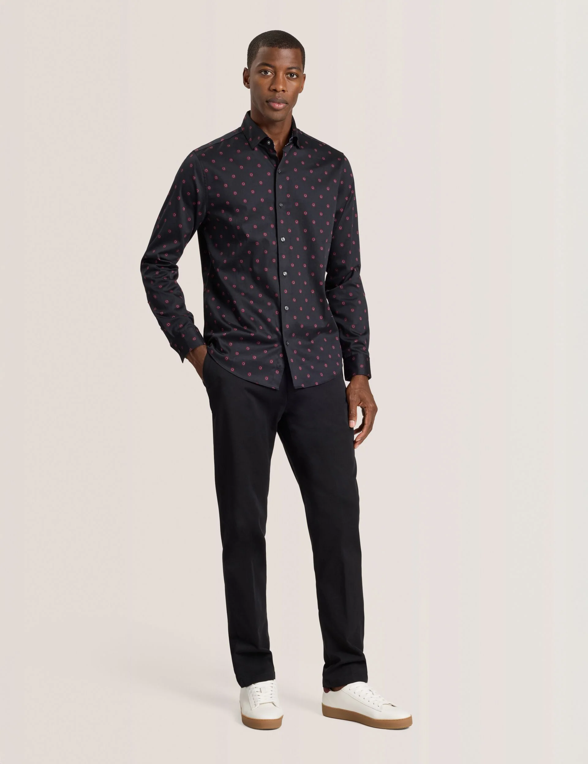 SOREN LONG SLEEVE DAISY PRINT SHIRT | BLACK BEAUTY - Image 2