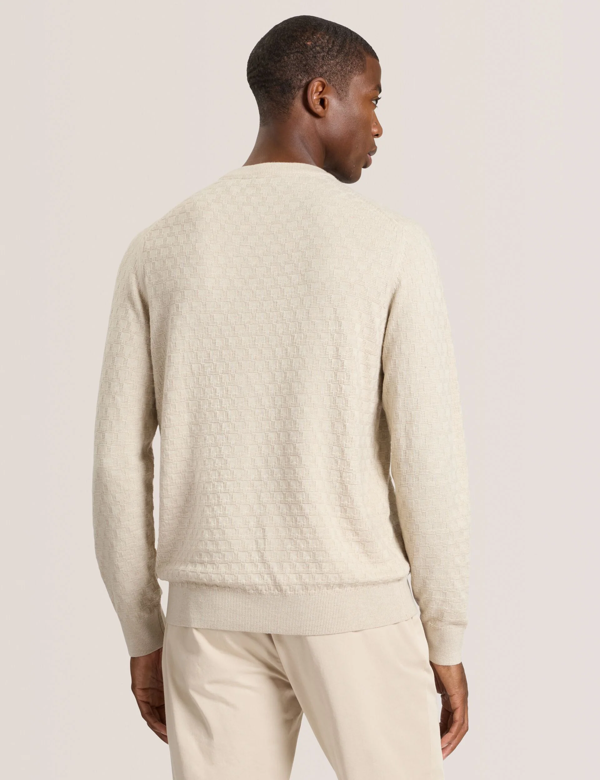 T STITCH LONG SLEEVE CREW NECK SWEATER | EGRET HEATHER - Image 5