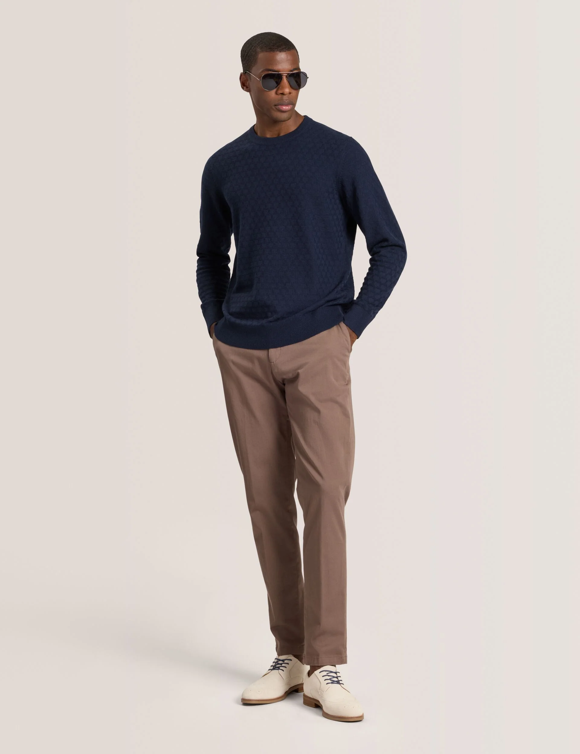 T STITCH LONG SLEEVE CREW NECK SWEATER | SKY CAPTAIN - Image 2